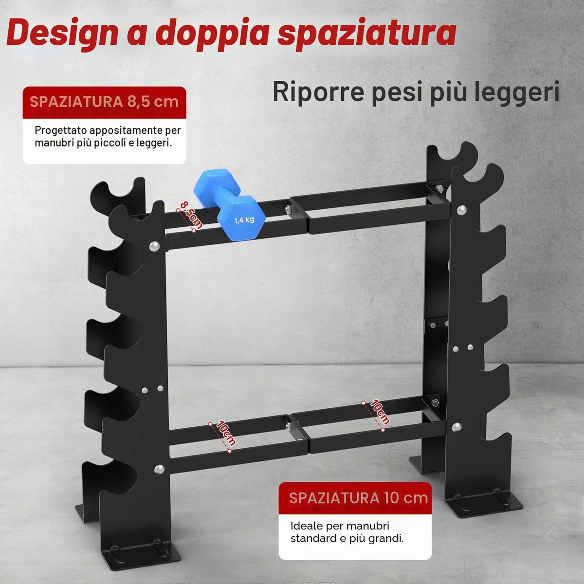RELIFE REBUILD YOUR LIFE Rettangolo Manubri Rack Dumbbell Rack Manubri Supporto Peso Rastrelliera Pesi Porta pesi Palestra Casa