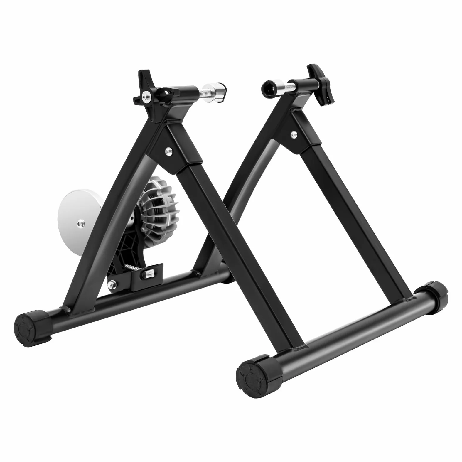 Allenatore a rulli per bicicletta con rotelle, per bicicletta da 26 – 29 pollici, per cyclette, per interni in bicicletta, a casa, in acciaio, nero