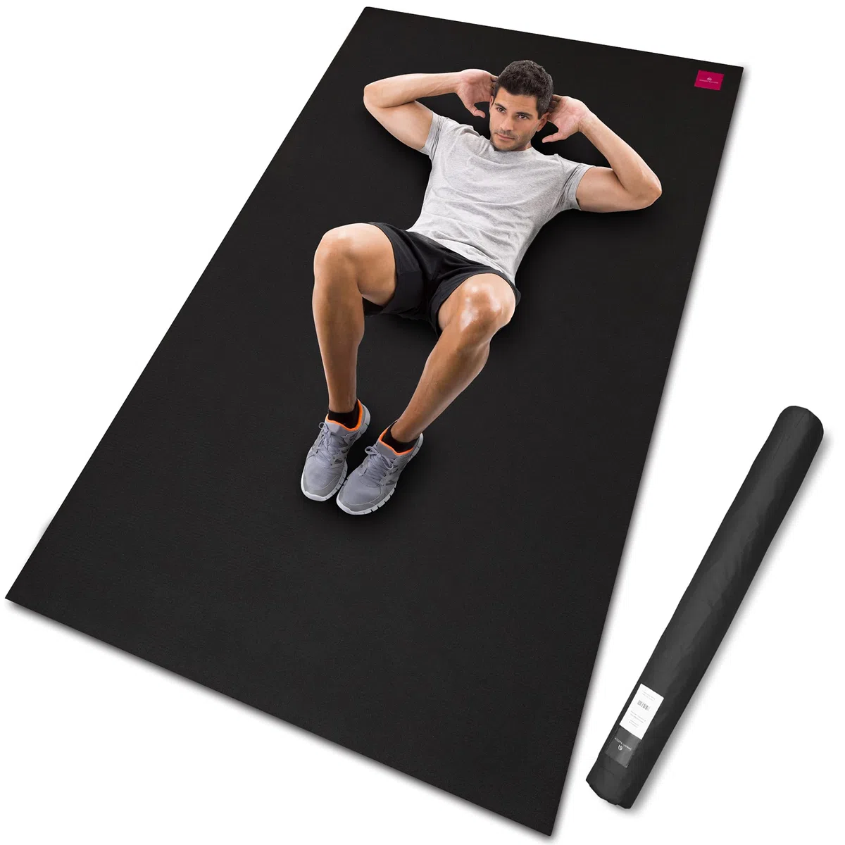 Cardio Mat – grande tappetino fitness – lungo e largo (2,00 x 1,15 m) – con custodia per il trasporto – per allenamenti intensivi – Resistente all'abrasione – disinfettabile