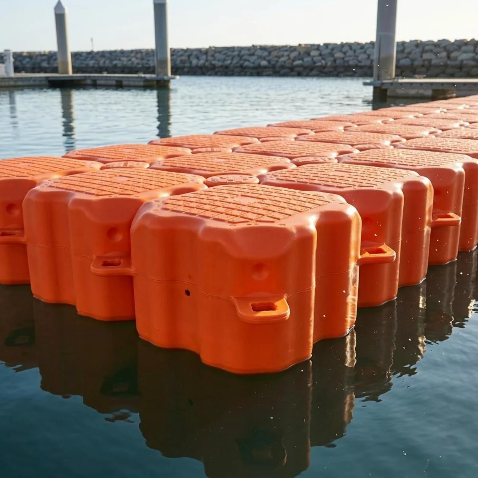 Molo Galleggiante Modulo Galleggiante Cubo Piattaforma Pontile in HDPE Struttura Modulabile con Attacchi Integrati Superficie Antiscivolo Durata