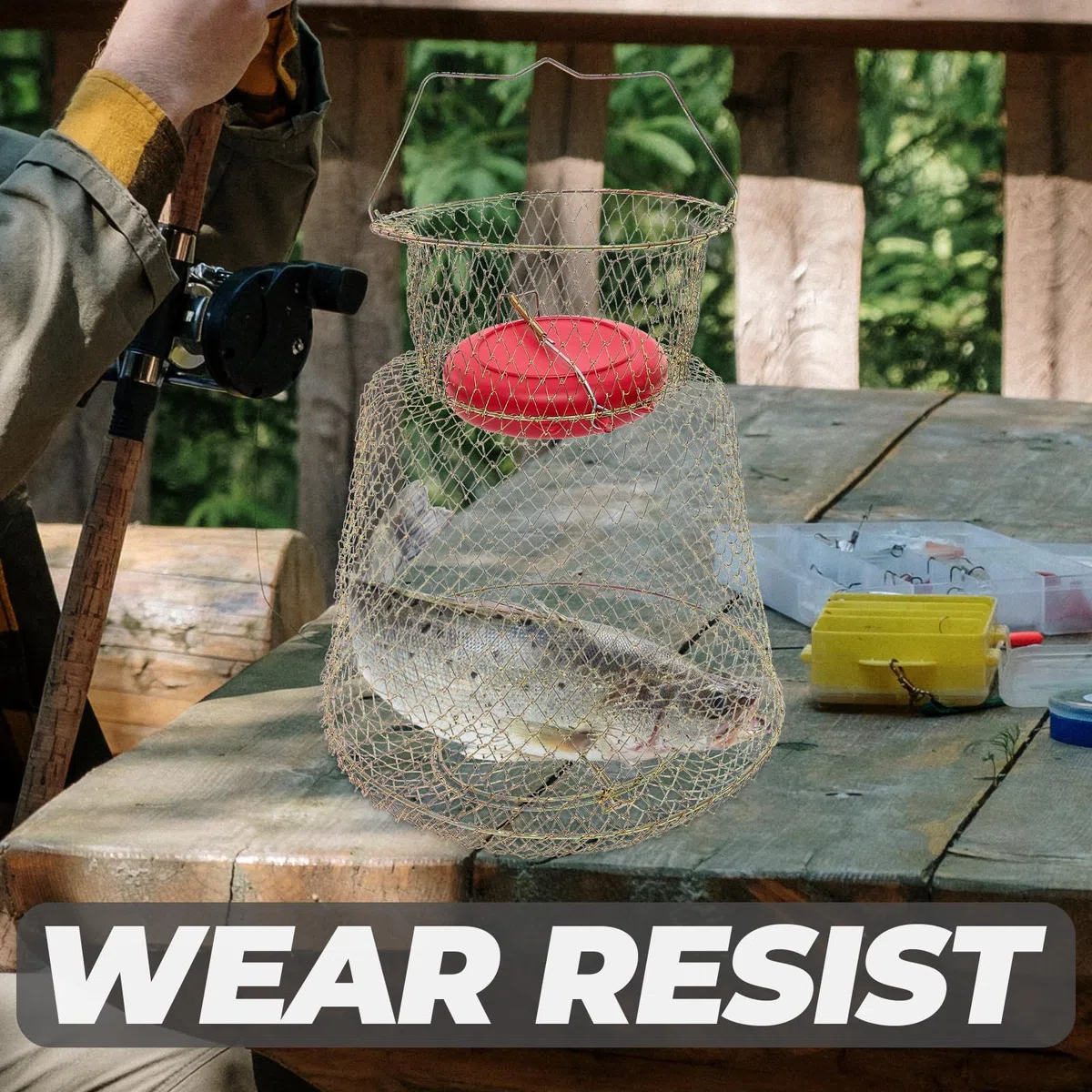 Gabbia da Pesca con Ciotola Galleggiante in Ferro Oro | 1 Pezzo, Struttura Resistente All'usura, Può Stare a Terra, Accessorio Pratico per Pesca