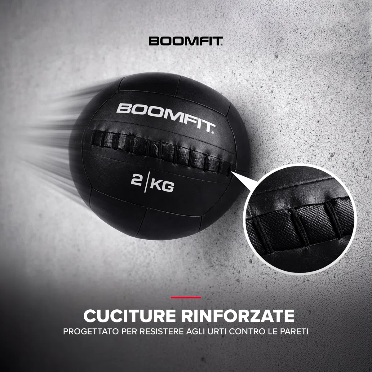 BOOMFIT Wall Ball 2-15kg | Palla Medica per Crossfit e Allenamento Funzionale | Pelle Sintetica Antiscivolo per WOD e HIIT | Attrezzatura Palestra Casa Professionale | Diametro 35cm
