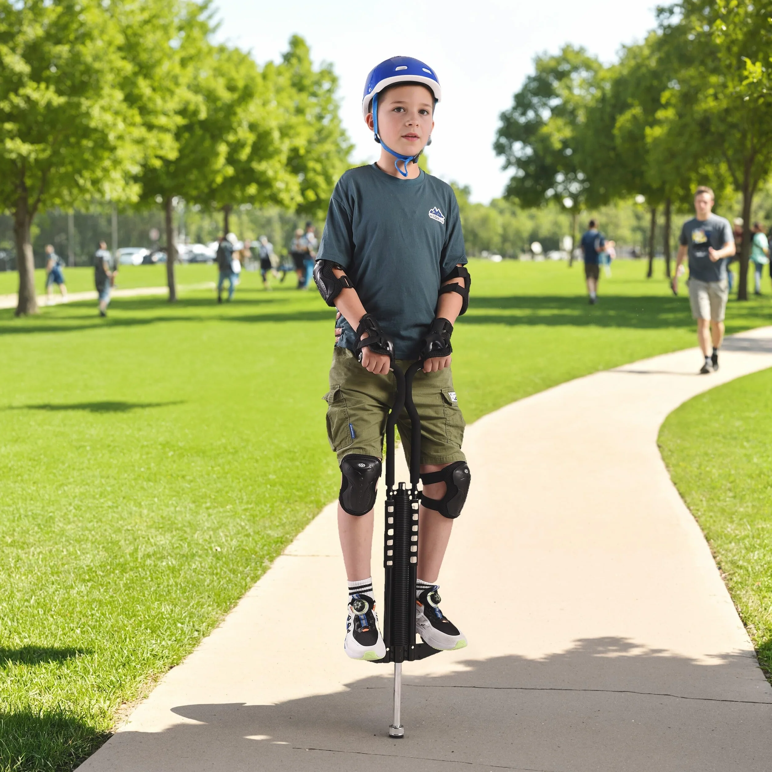 Relaxdays Salterello per Bambini, Pogo Stick, Bastone Salta-Salta, regge 60 kg, Impugnatura Imbottita, Acciaio Inox