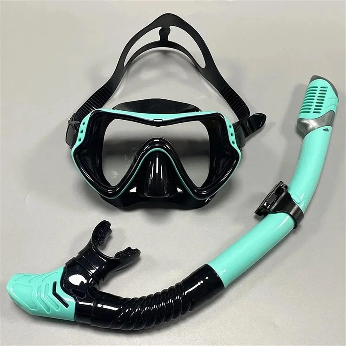 Maschera Subacquea Set da Snorkeling Maschera Subacquea in Vetro temperato antiappannamento in Silicone, Occhiali per Adulti Maschera da Snorkeling a Prova di perdite(Black Green)