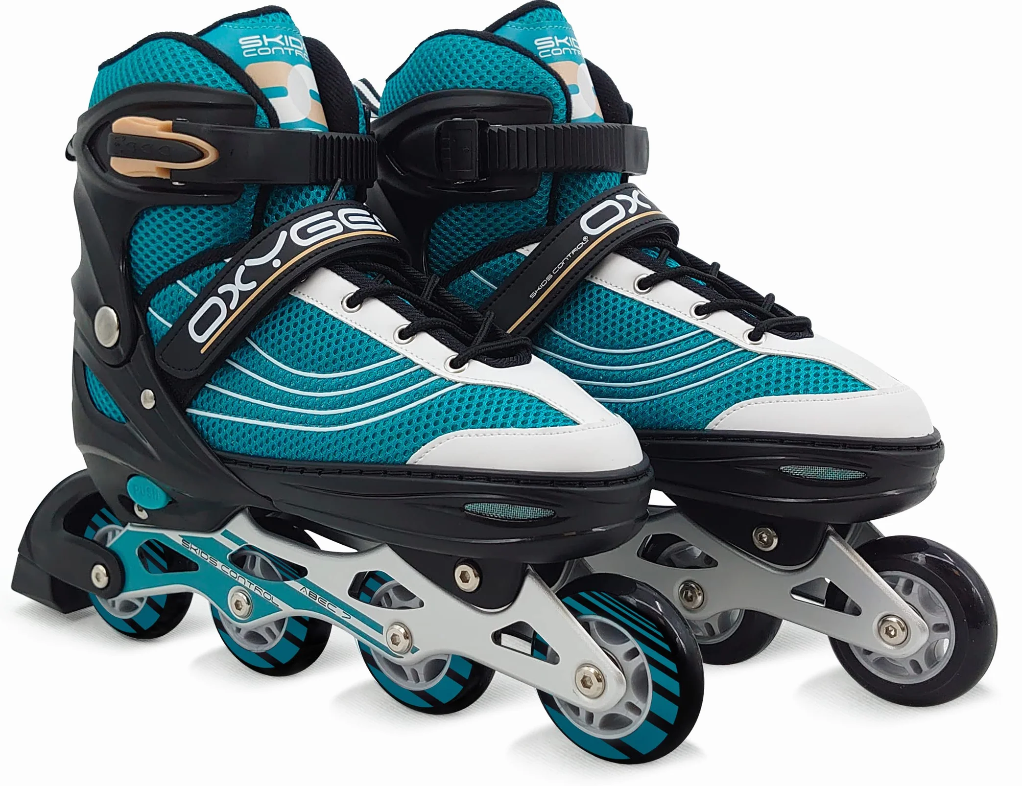 STAMP Pattini in Linea Regolabile Semi-Soft SKIDS Control Oxygen T. 46-45, Blue-Black