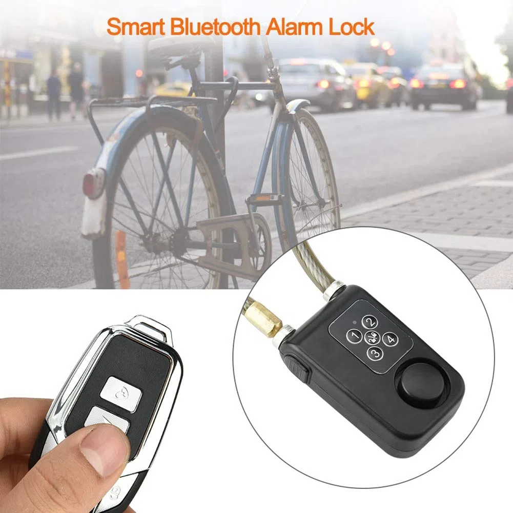 Lucchetto con codice di allarme, catena intelligente elettronica 800 x 10 mm, IP55, impermeabile, con telecomando senza fili, per moto, bici, cancello