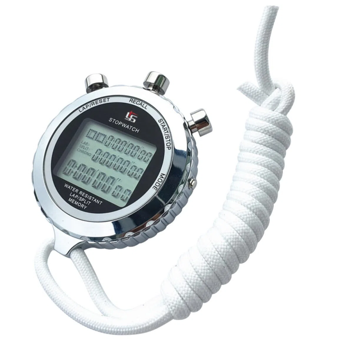 Cronometro Digitale Lcd con Contatore 3 Righe in Acciaio Inox | 120 Tracce, Formato Portatile con Cinturino, Impostazione Timer e Schermo che Mostra, Data e Giorno
