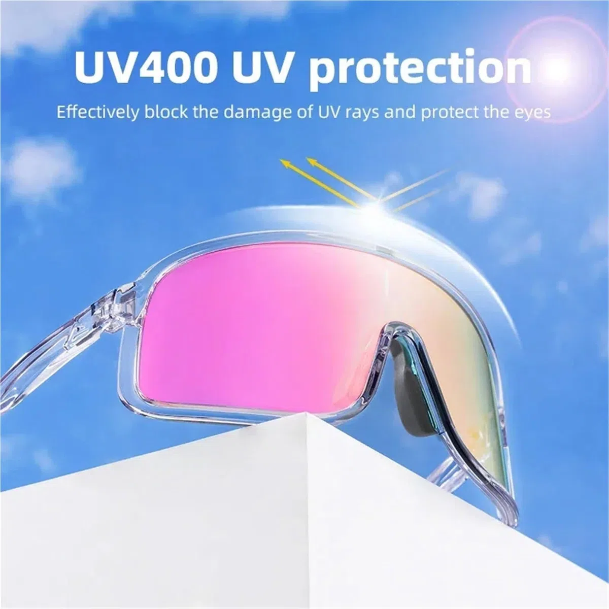 Occhiali ciclismo Cycling Glasses Outdoor Bike Sunglasses UV400 Eyewear Sports Eye Protection Windproof Riding Big Frame Glasse per Sport all'aria aperta
