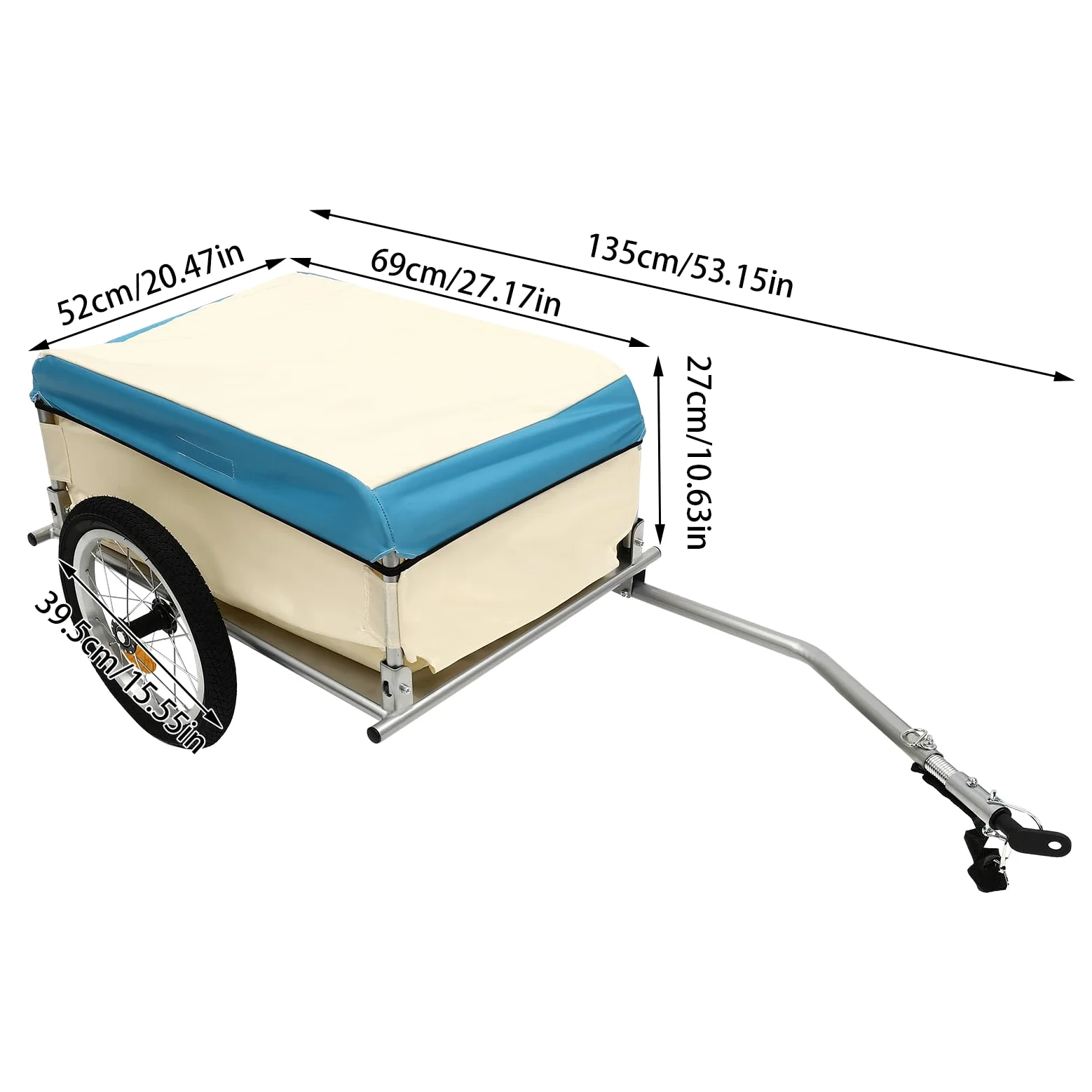 Rimorchio per bicicletta, rimorchio per bicicletta, portata 50 kg, pieghevole, per mountain bike da 24 pollici/26 pollici