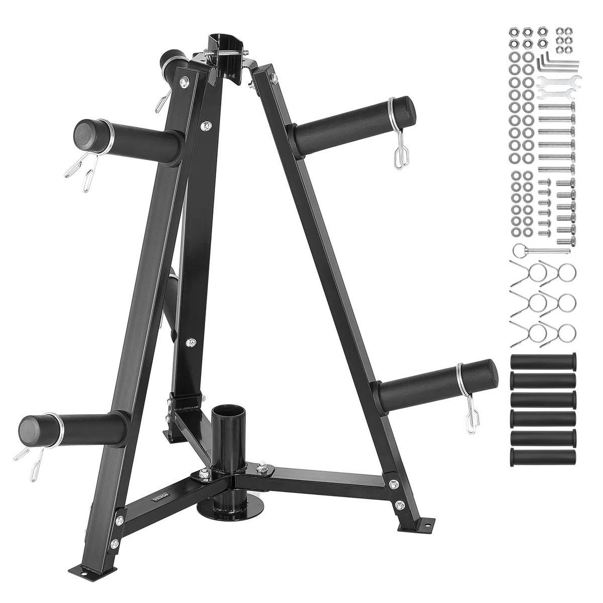 VEVOR Supporto per disco Pesi, Nero, Albero per disco Standard da 50,8 mm, Capacità di Carico 136 kg, Porta Pesi, Supporto per Bilanciere per Palestra Domestica