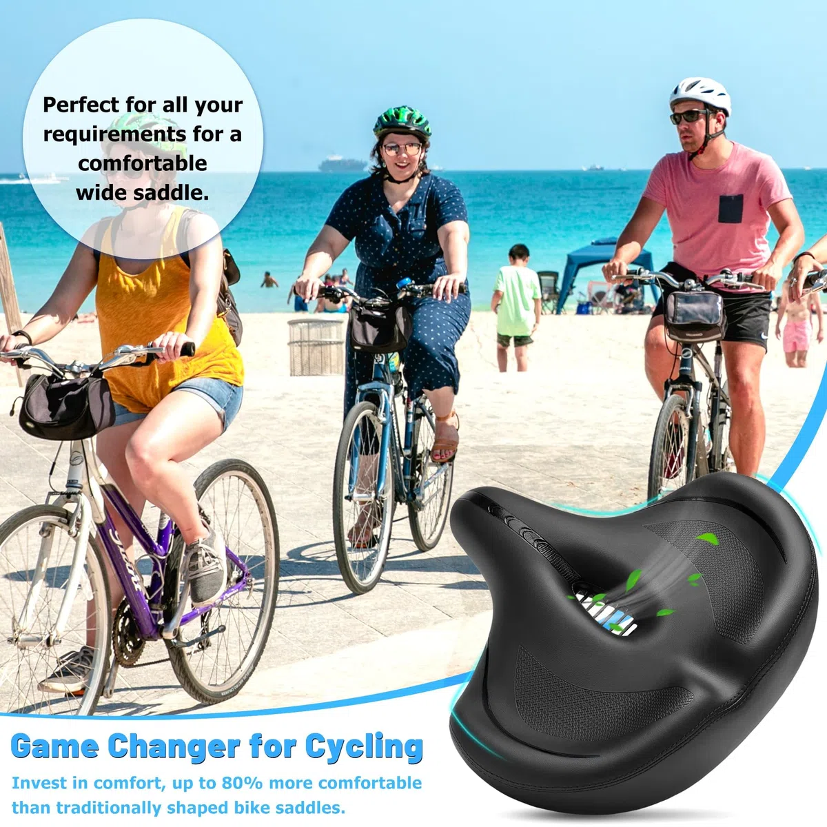 CDYWD Seggiolino per bici oversize per uomo e donna Comfort Wide Cuscino extra morbido con schienale imbottito Ricambio per sedile da bicicletta per esercizi, rotazione, incrociatore, mountain