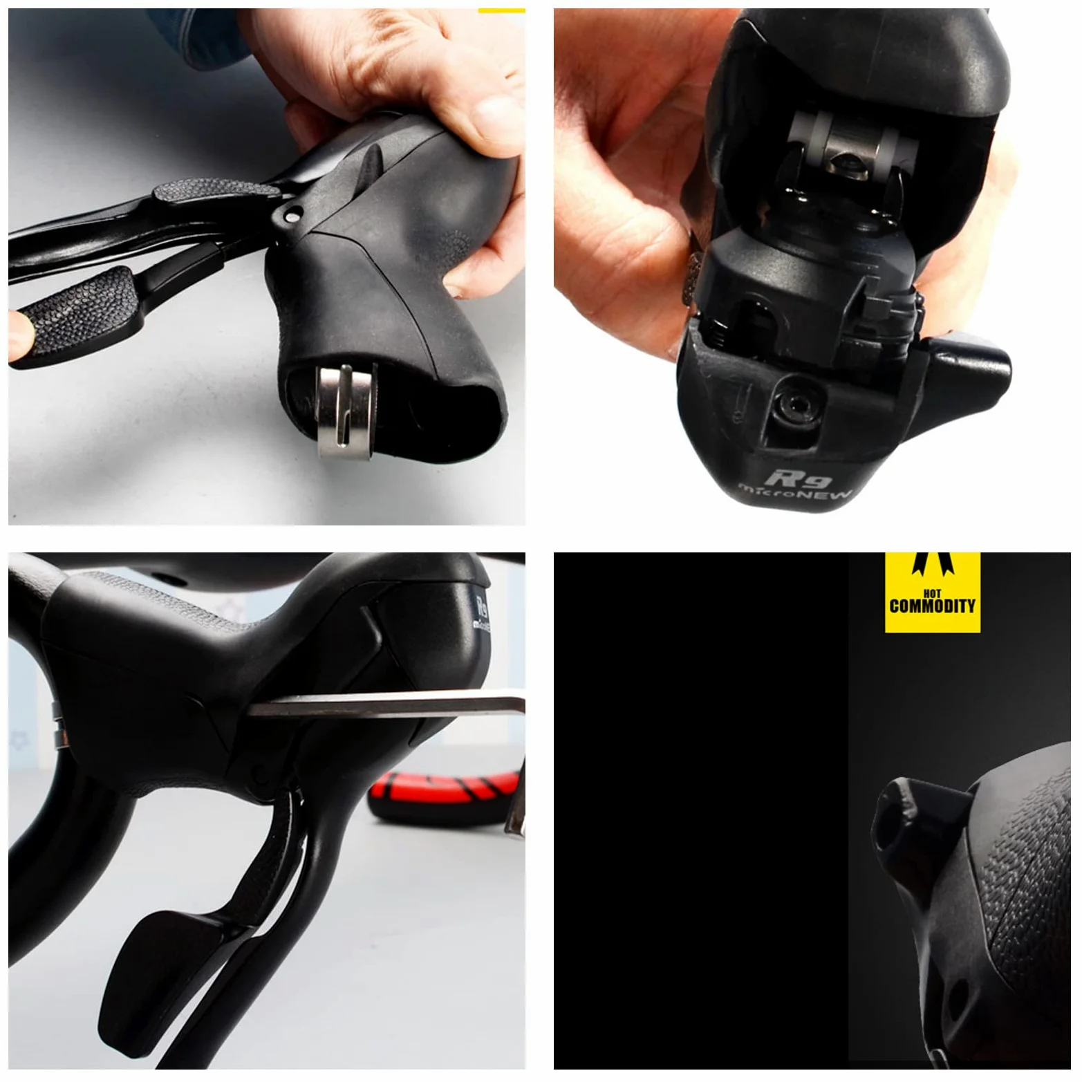 Dilwe Leve Freno Bici, 2 Pezzi in Lega di Alluminio PVC 7 velocità Accessori per Bici da Strada con Cavi Cambio e Cavi Freno per Manubrio da Strada Manubrio Megafono