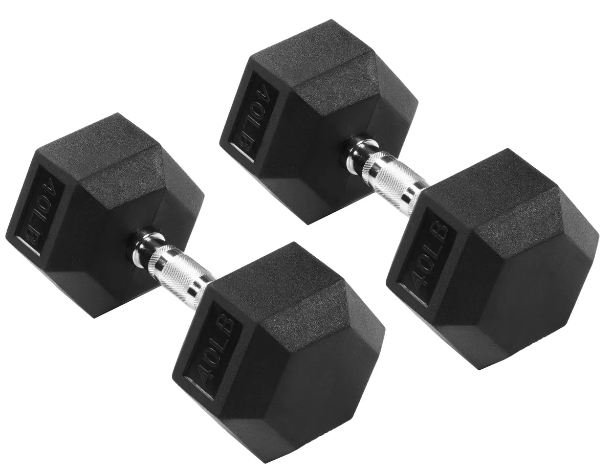 Signature Fitness Manubrio esagonale rivestito in gomma, nero