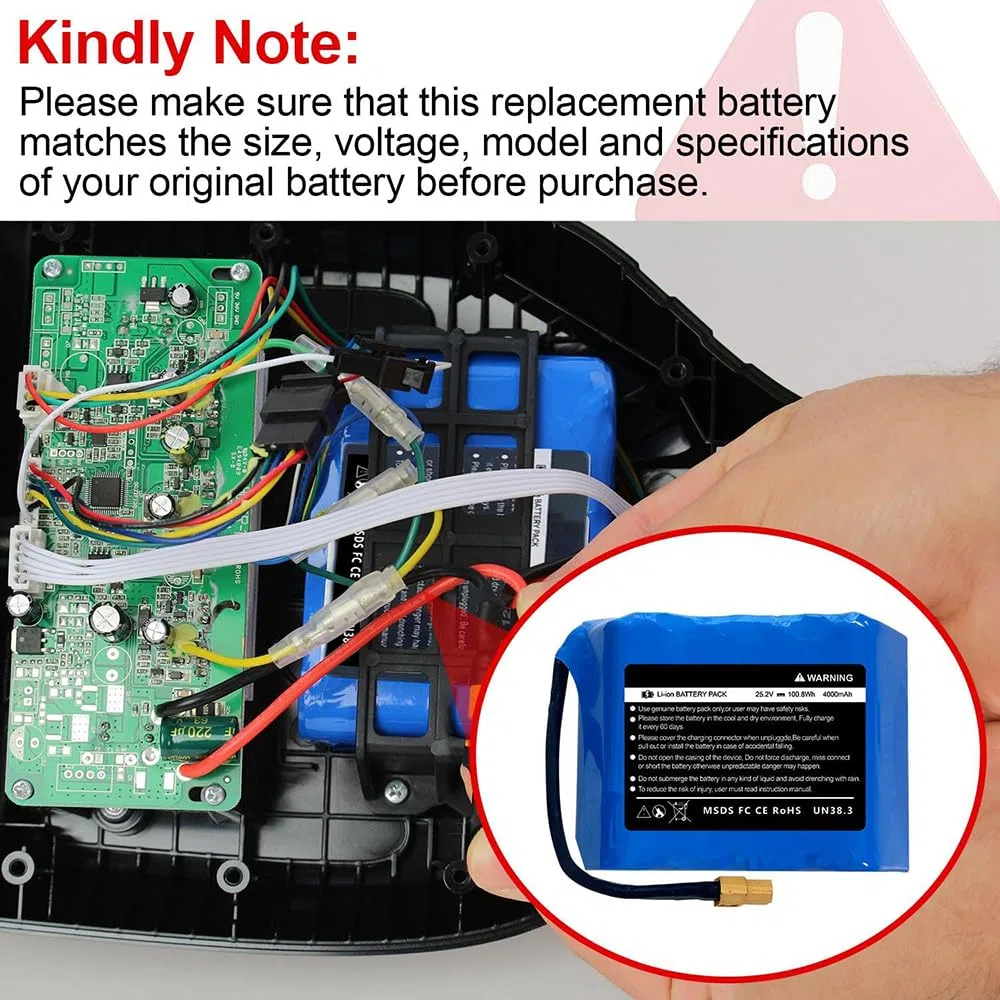 Batteria di Ricambio per Hoverboard da 25,2 V 29,4 V 4000 mAh con Spina XT60 Batteria al Litio da 24 V 4 Ah per la Maggior Parte degli Scooter autobilancianti a 2 Ruote