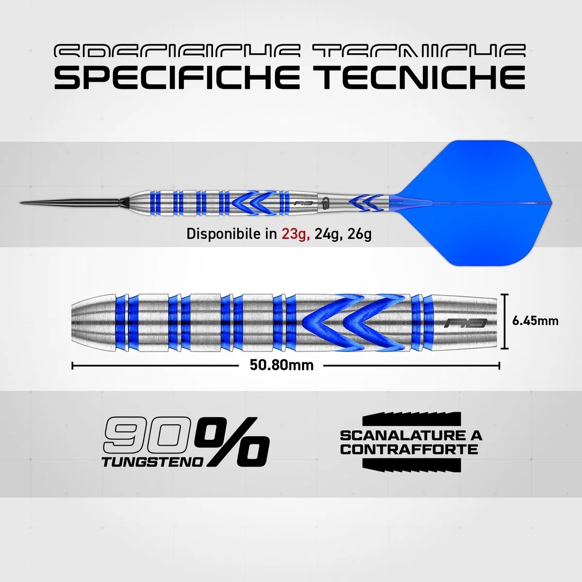 Red Dragon | Freccette Gerwyn Price Original Switch Points 23g | 90% Tungsteno | Nitro Flite Integrato | Punta in Acciaio