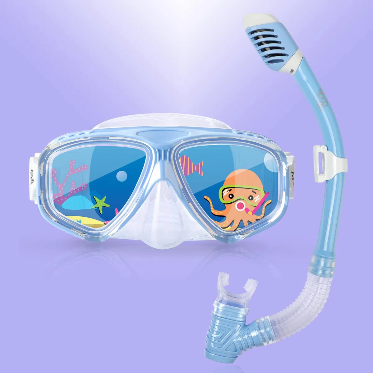 Dry Top - Set da snorkeling per bambini, unisex, anti appannamento, vista panoramica, con boccaglio per ragazzi e ragazze, attrezzatura da snorkeling per nuoto da 3 a 12 anni