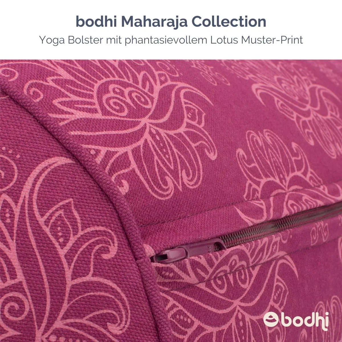 Bodhi Cuscino Bolster per Yoga Ø 23 cm | Maharaja Collection | Rivestimento Rimovibile e Lavabile in 100% Cotone | Rullino Yoga con Imbottitura di Farro Bio | Cuscino Yoga per Yoga Restaurativo & Yin