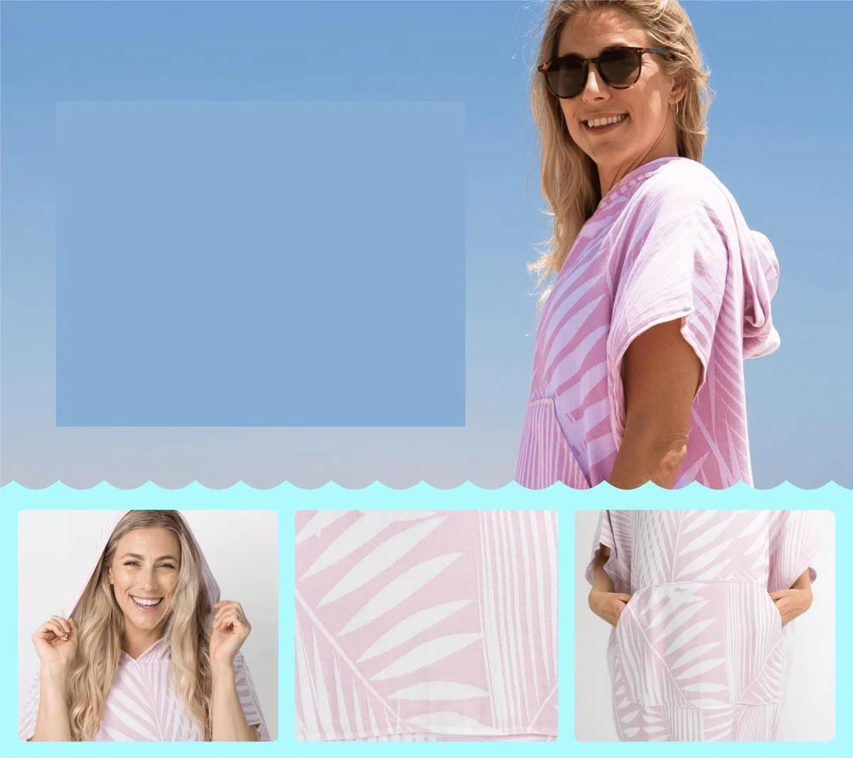 Generico Asciugamano, Poncho da bagno Poncho da surf – Asciugamano grande for il cambio (33 X 37) con cappuccio in cotone for adulti for, spiaggia, piscina(Blue)