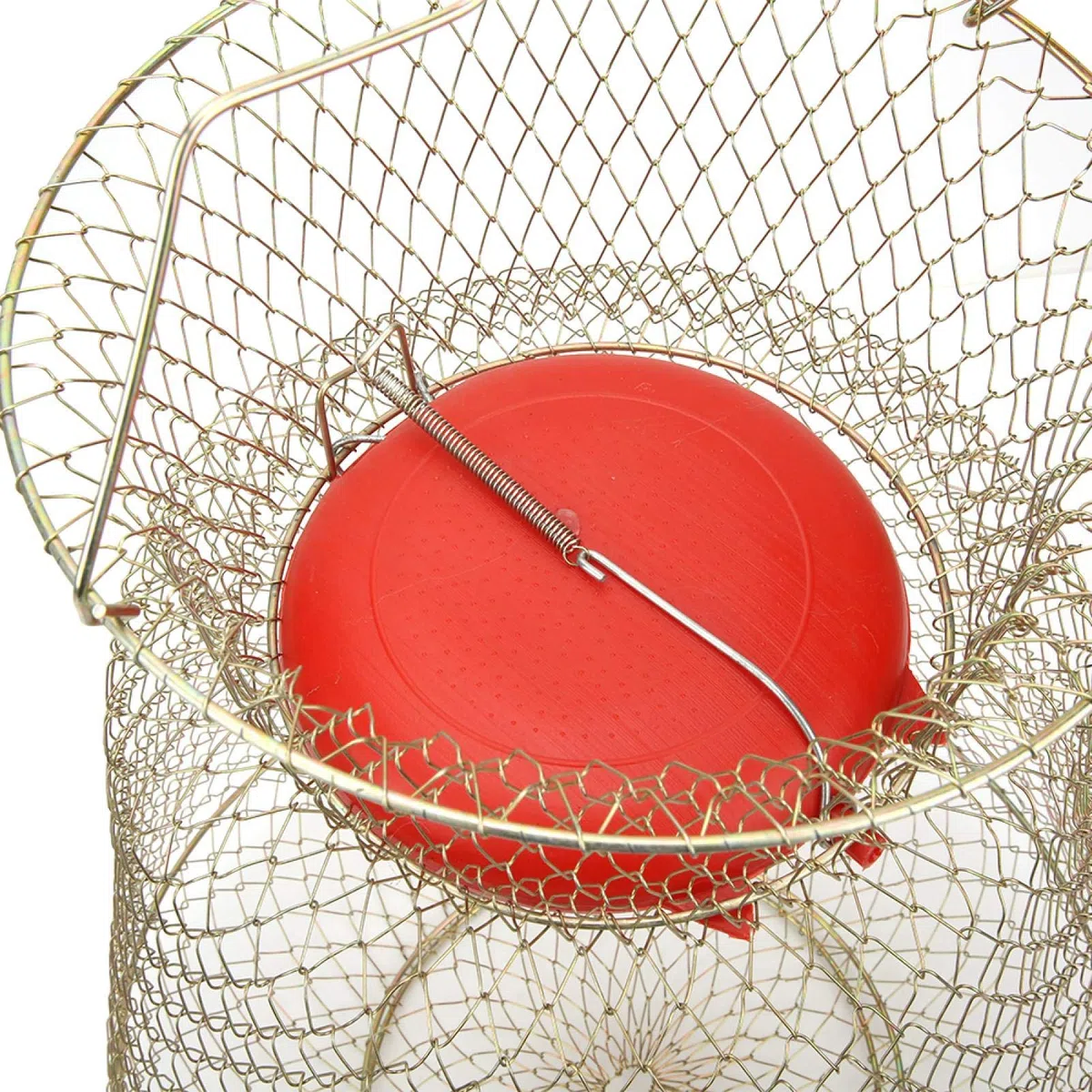 1 pezzo Rete da Pesca con Trappola per Granchi, Gabbia per Pesca Pieghevo Portatile Rotondo in Acciaio, Letrappola per Granchi, Maniglia Robusto Trappola per la Pesca Gabbia per Reti da Pesca(33 cm)