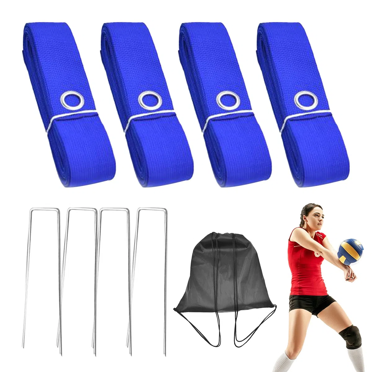 Righe da Beach Volley Set Delimitatore per Sport sulla Sabbia | Linee Portatili per Pallavolo per Campo da Giardino, Cortile, Casa, Esterni, Torneo e Competizione