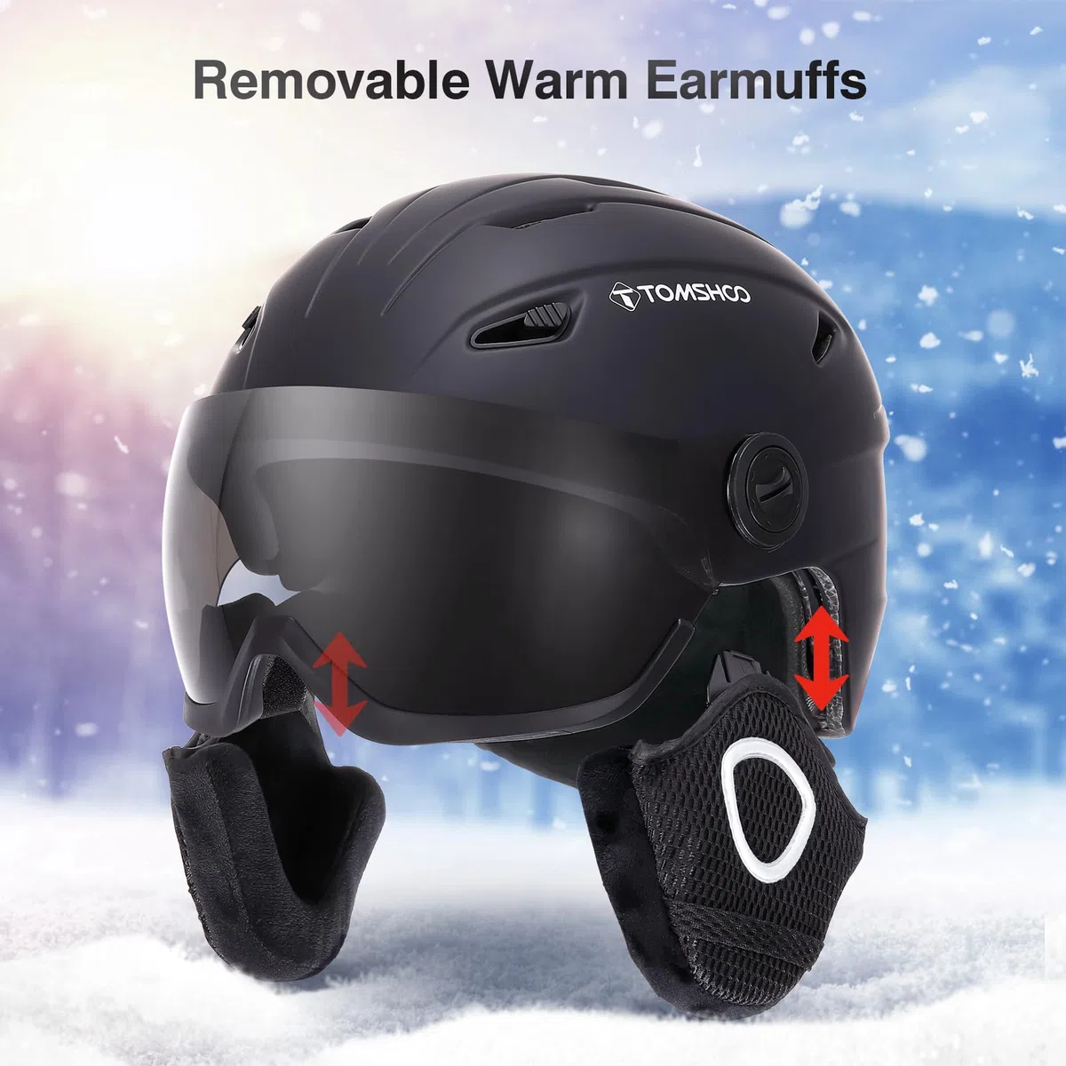 TOMSHOO Casco da Sci con Visiera, Caschi Sci Professionale con 14 Prese d'Aria Indipendenti, Fodera Rimovibile, Dimensione della Testa Regolabile per Sci Snowboard
