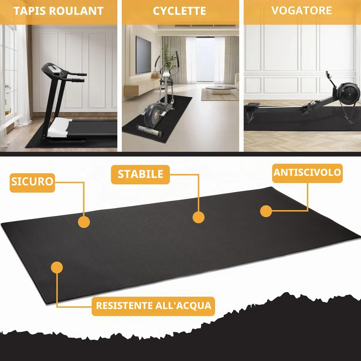 BalanceFrom Gofit ad alta densità tapis roulant, cyclette Equipment Mat, 3-feet x 6.5-fee, Gofit, Regular