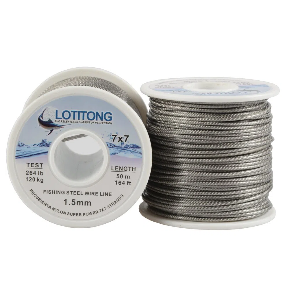 50 Metri di pesca filo di acciaio linea 300 lbs Pesca Filo Nylon Rivestito 7x7 49 Acciaio Inox Leader Filo Pesce Jigging Linea 1.5mm