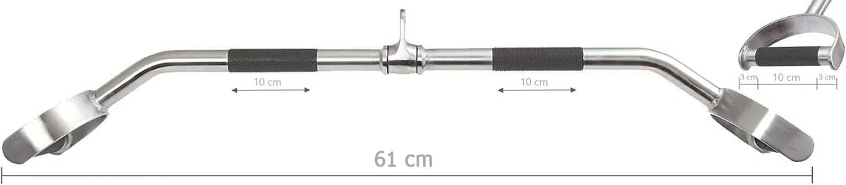 Barra lat trazy Bar da 61 e 96,5 cm | con 2 maniglie | doppia impugnatura | professionale | alta qualità