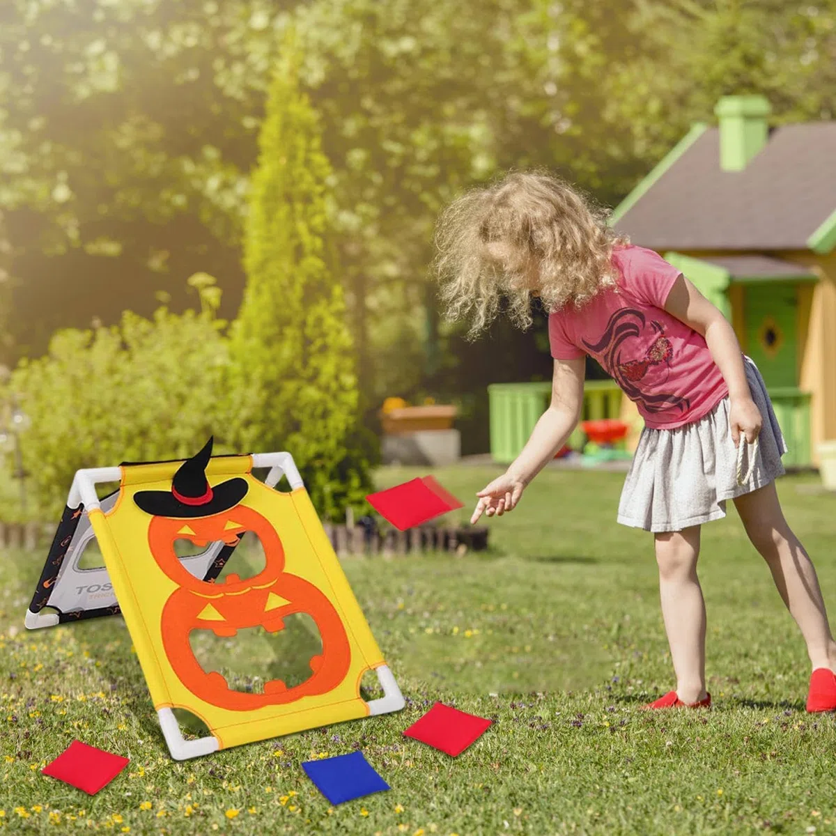 Set Lancio Sacchetti Giocattoli sensoriali interattivi cartoon | Set di Tavole Cornhole per Bambini Halloween per Ragazze e Ragazzi Famiglia Interno Esterno Spiaggia Picnic Festa Scuola