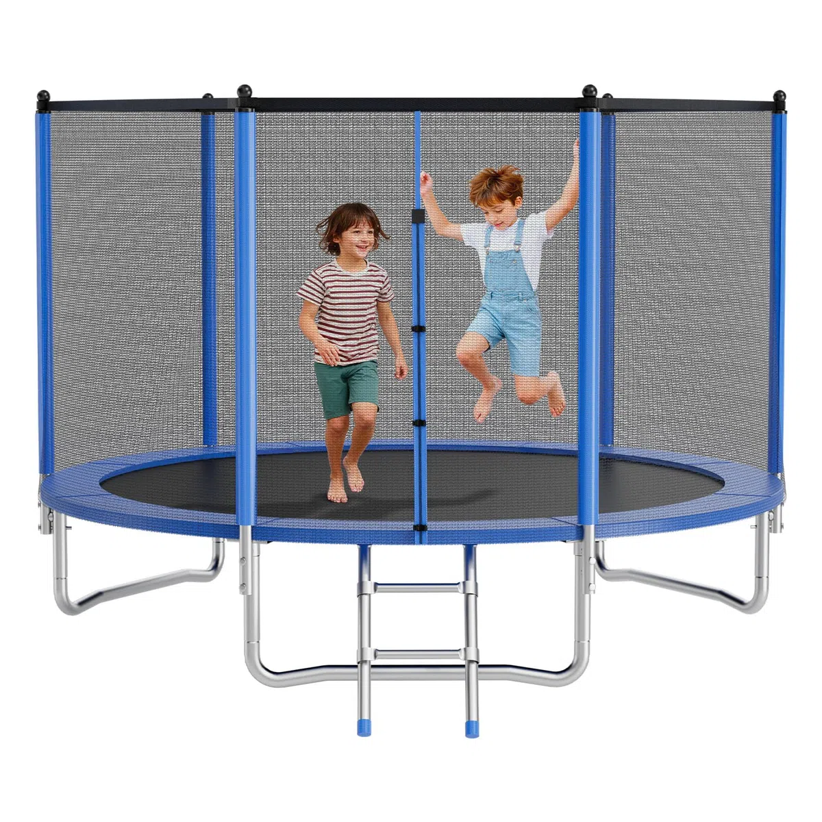 VEVOR Trampolino da Esterno 305 x 305 cm con Rete di Sicurezza e Telaio in Acciaio, Omologato ASTM, per Carichi Pesanti, Capacità Massima di 150 kg, Trampolino da Giardino per Bambini