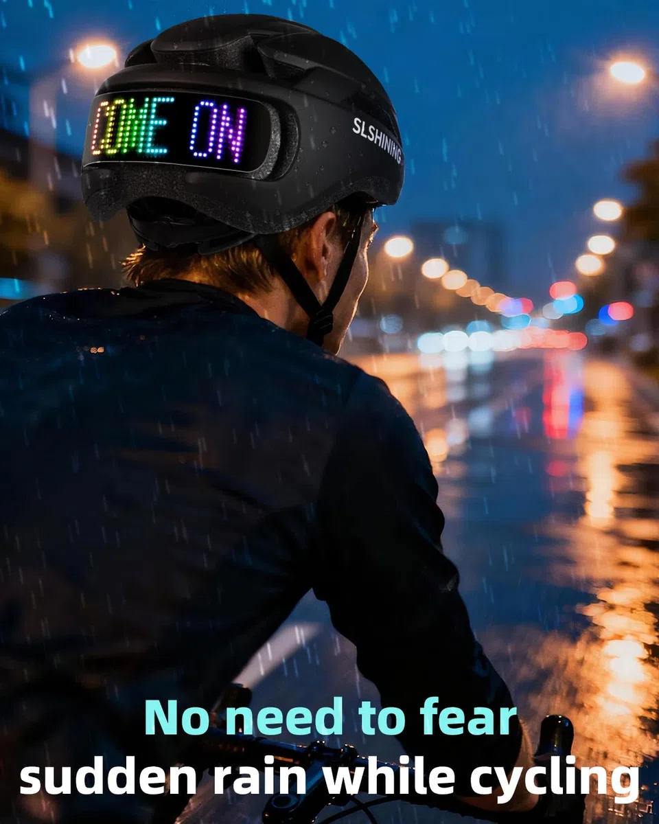 Casco LED intelligente con telecomando e app,testo e motivo fai da te personalizzabili,con luce lampeggiante,resistente,impermeabile,leggero,per uomini e donne adulti,per biciclette