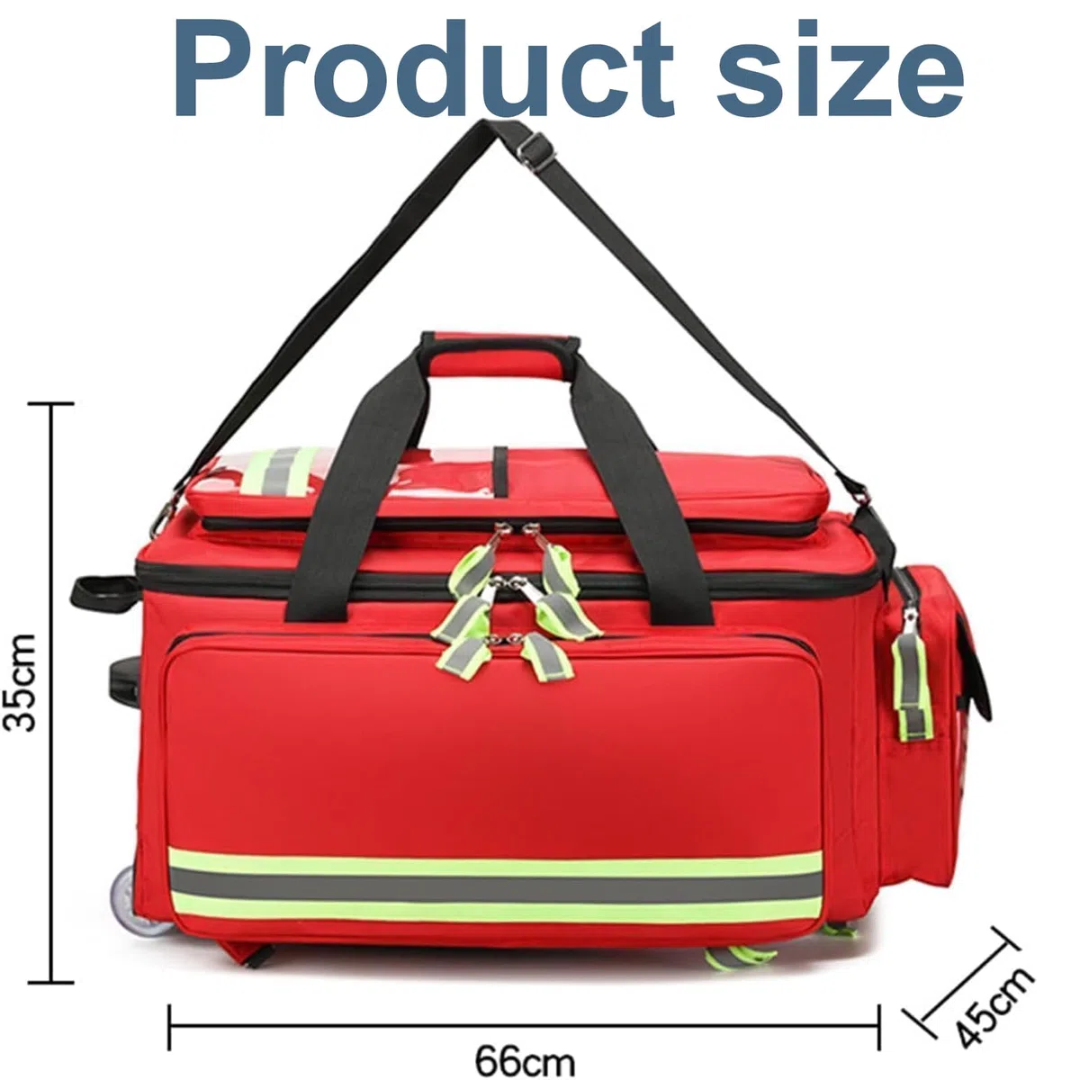 Trolley medico kit di salvataggio di emergenza con tasche multiple e scomparti per escursioni all'aperto, grande capacità per professionisti della salute, EMT e medici