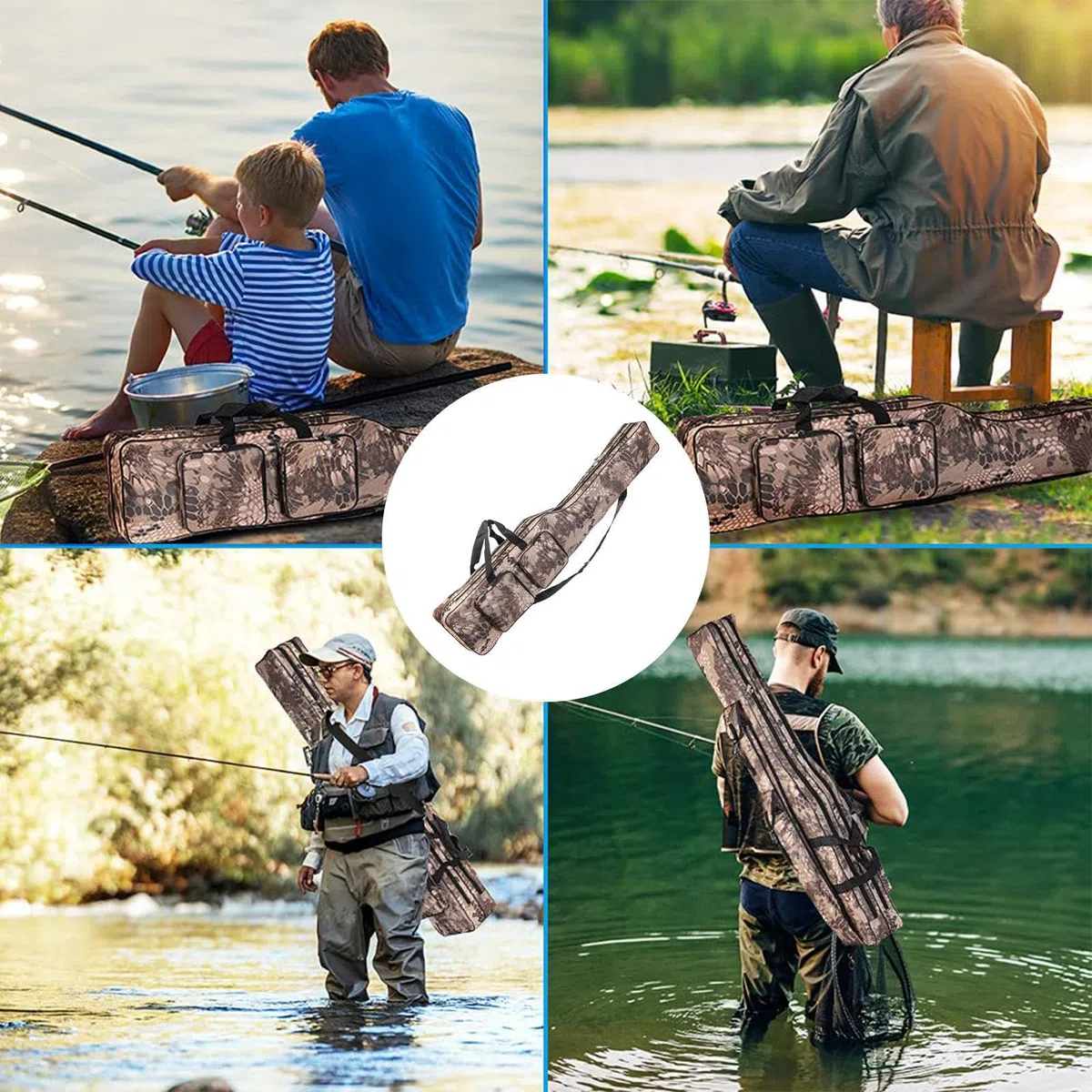 Custodia per canna da pesca – Borsa portaoggetti a 2 strati, ampia apertura, grande capacità, per gli appassionati di pesca, Ssc, Refer to , Unisex | Grande Borsa Per Canna Da Pesca Per Lago Acqua Salata Acqua Barca Kayak Spiaggia Campeggio Escursionismo
