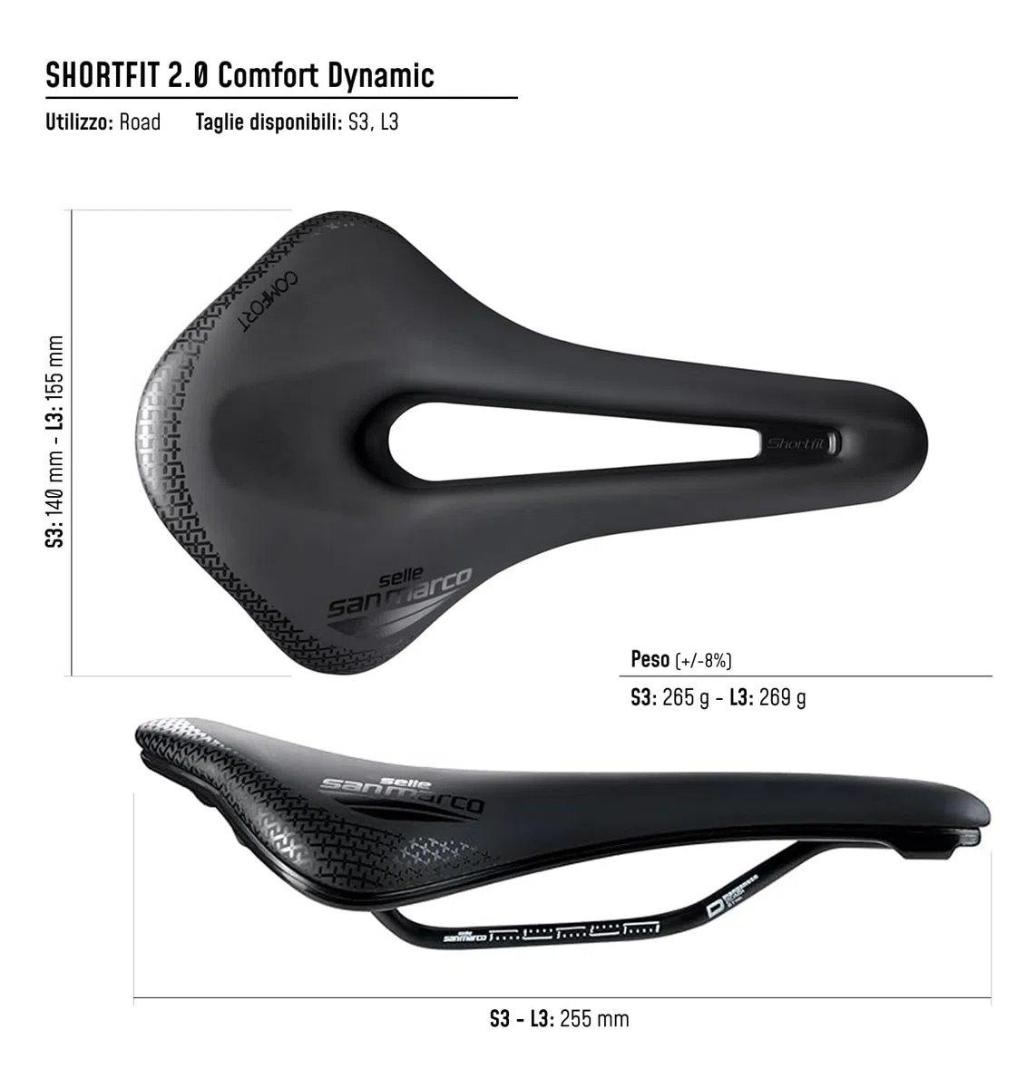 Selle San Marco Shortfit 2.0 Comfort Dynamic - Sella Bicicletta Sella