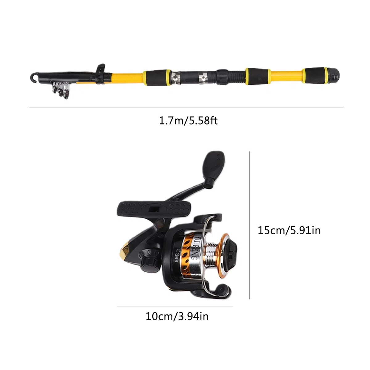 Canna da Pesca Telescopica, Set Combinato di Canne da Pesca, Combinazione Canna e Mulinello, Kit con Mulinelli Spinning, Canne