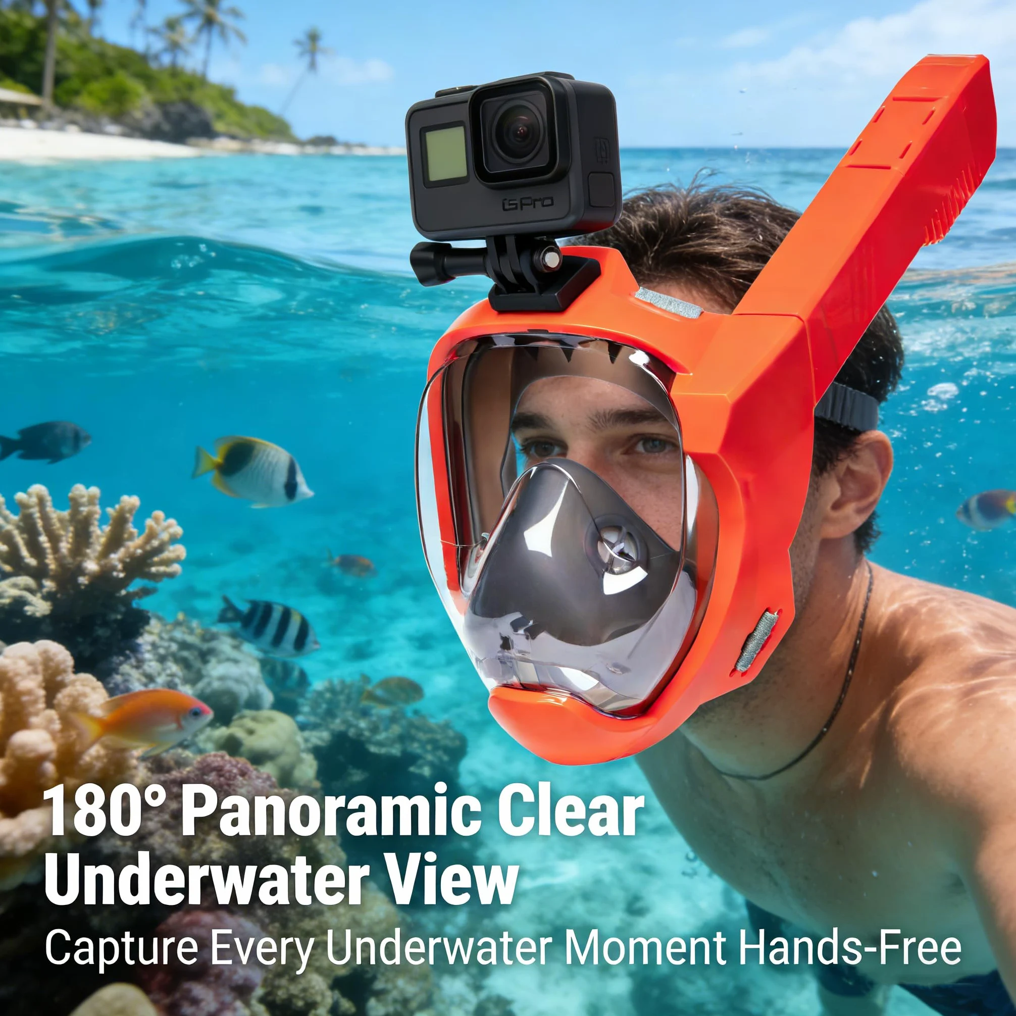 Maschera da snorkeling a pieno facciale,tubo laterale migliorato con un aumento del 67 % dell’apporto di ossigeno,maschera subacquea anti-perdita e anti-appannamento