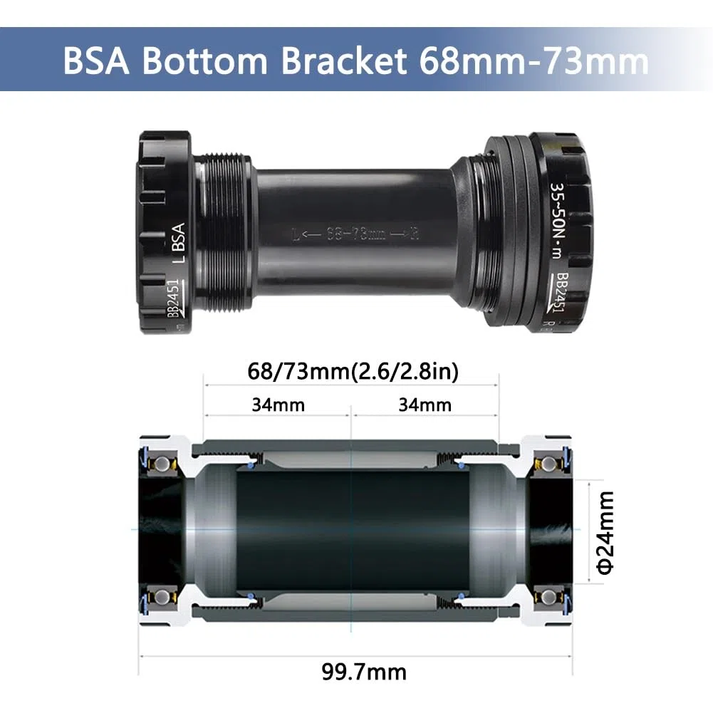 Guarnitura da 170 mm per bici da strada, guarnitura scheletrica integrata cava con movimento centrale BSA BB da 68 mm per BMX pieghevole, compatibile con 7/8/9/10/11/12 velocità, lega di alluminio.