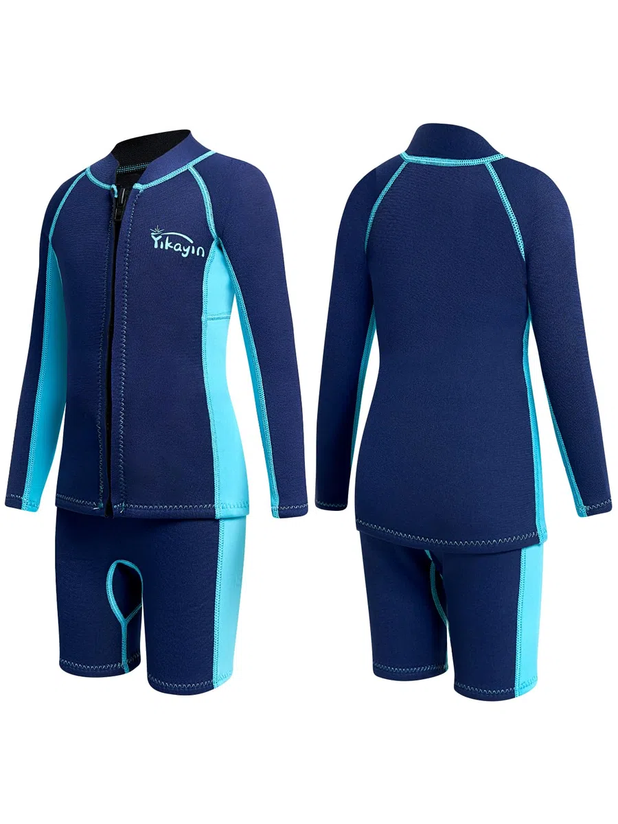 Muta, Bambini 2 mm Due Pezzi Ragazzi Ragazze Mute Bambino Neoprene Costume da bagno termico manica lunga Top + pantaloncini Tenere caldo Tuta subacquea per Watersport