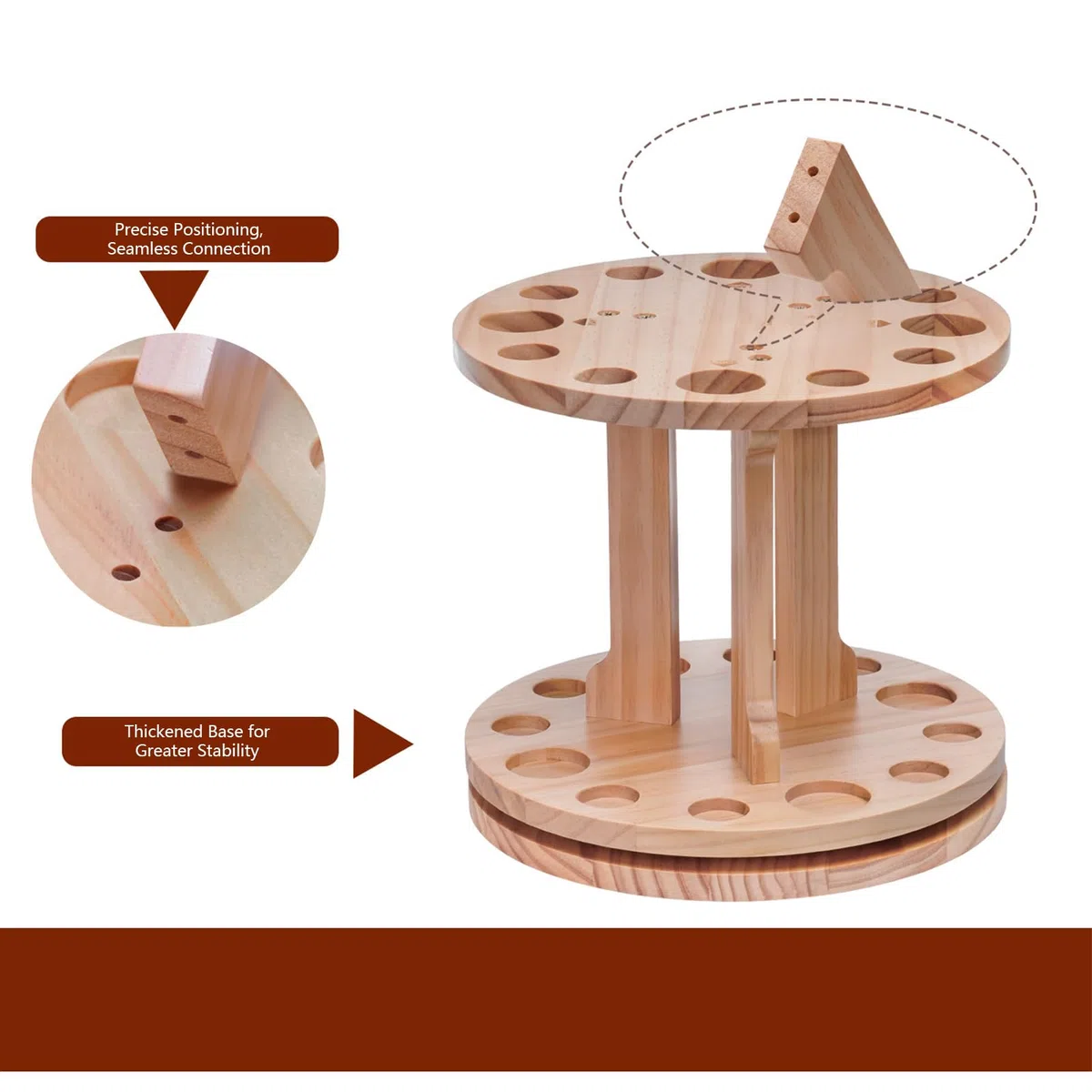 Supporto per canne da pesca Portacanne in legno con rotazione a 360° | Organizer per attrezzatura da pesca per uomo, cantina, capanno, barca, camion, kayak, molo, spiaggia, viaggio,