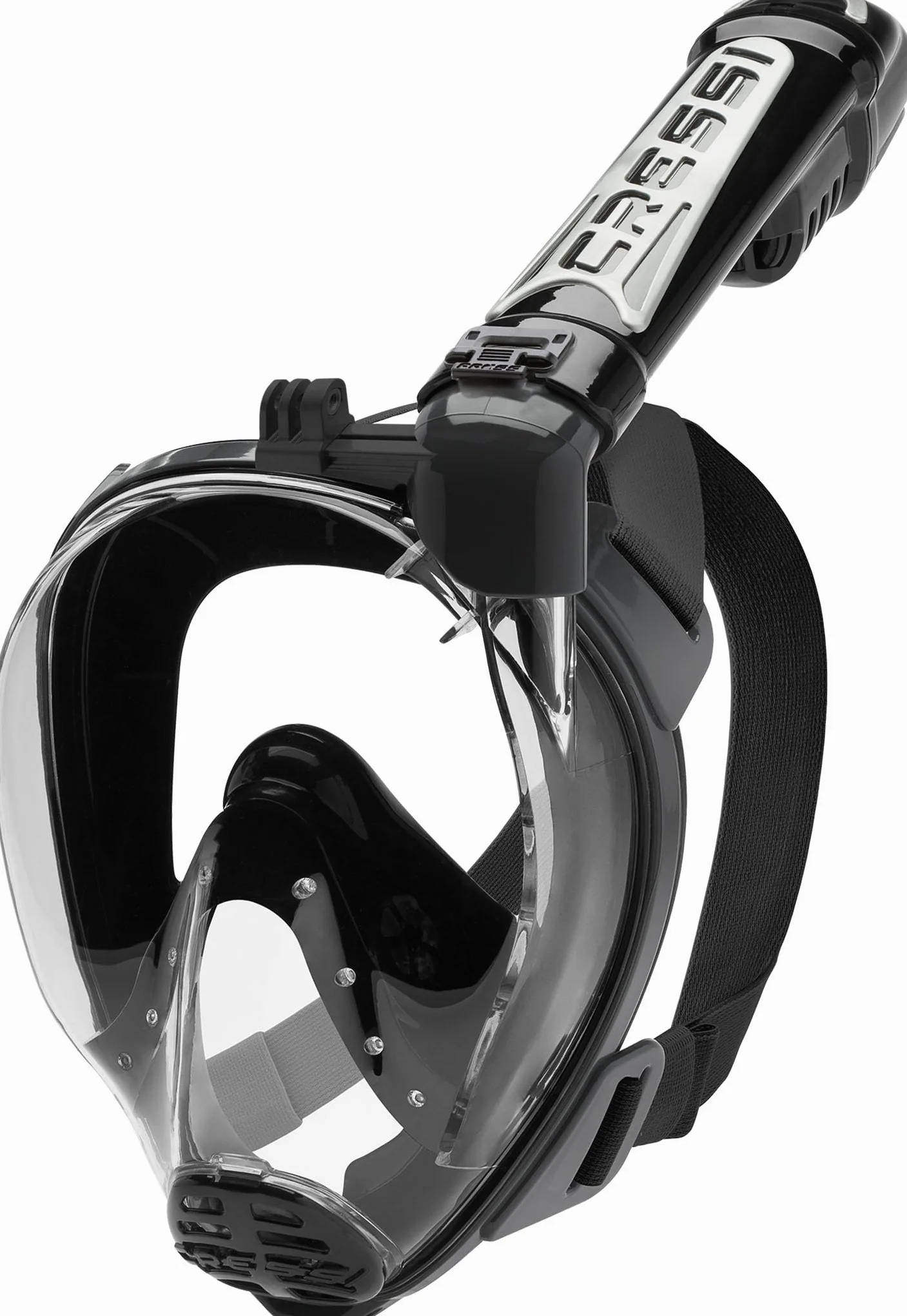 CRESSI dal 1946 Duke Action maschera integrale per snorkeling con ampia visione, antiappannamento, con tubo dry e supporto per action cam