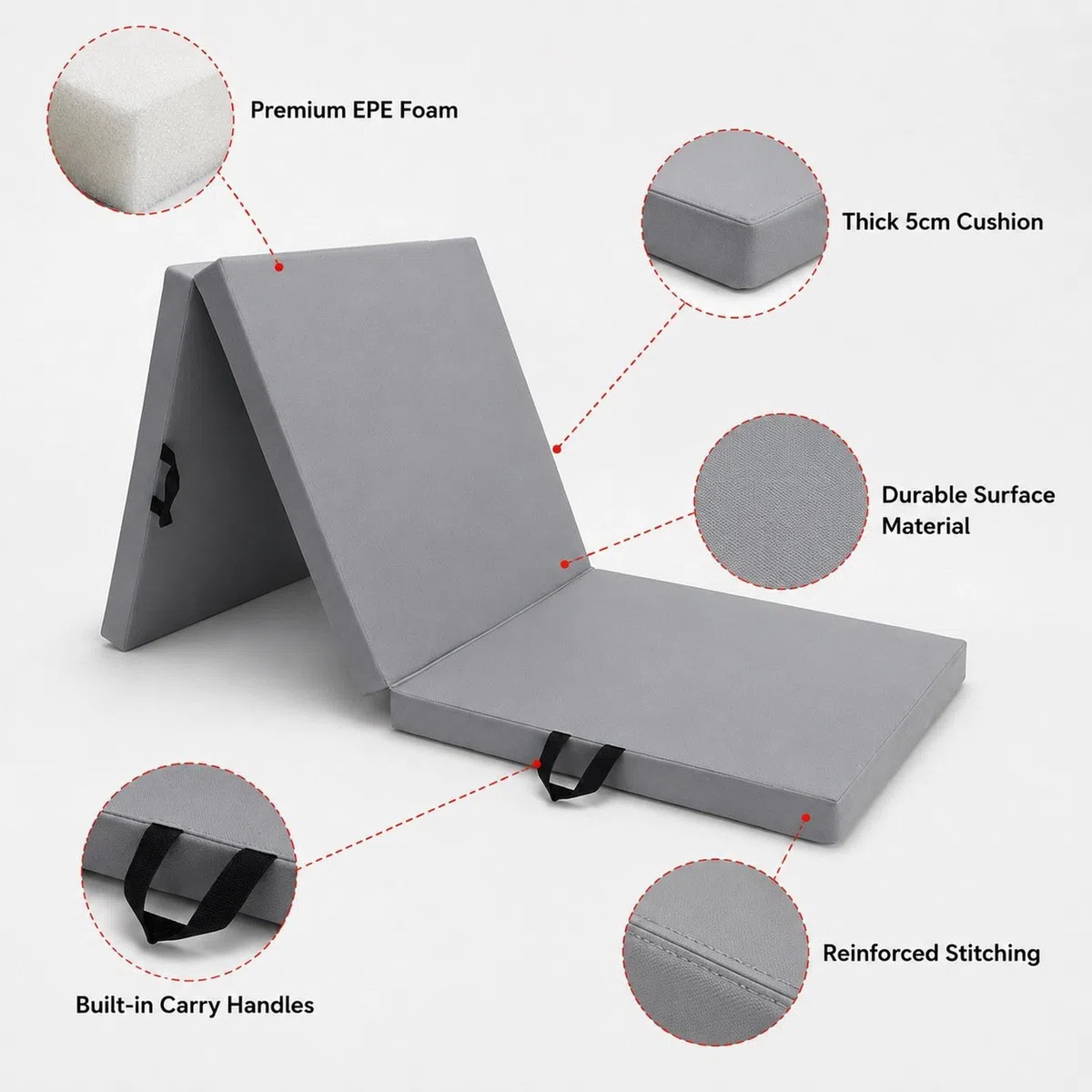 Mat Pieghevole Tappetino Antiscivolo Materassino Fitness Pieghevole Cuscino Ginnastica Portatile Tappetino Pilates Resistente in PU EPE