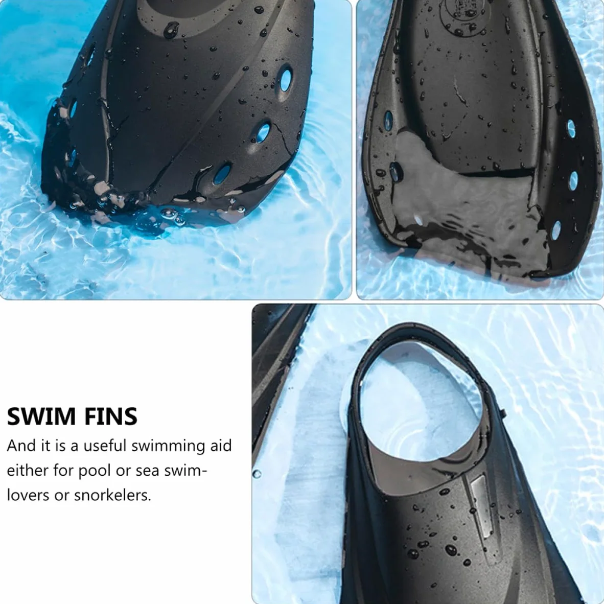 Pinne Corte per Snorkeling e Allenamento Nuoto Unisex Regolabili in Nero Leggere e Facili da Trasportare per Piscina e Viaggio