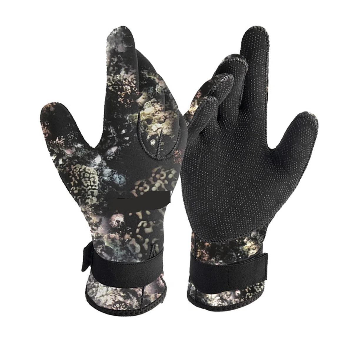 Guanti da sub mimetici con cintura fibbia, guanti for pesca subacquea, immersioni, snorkeling, sport acquatici, surf, pagaiata