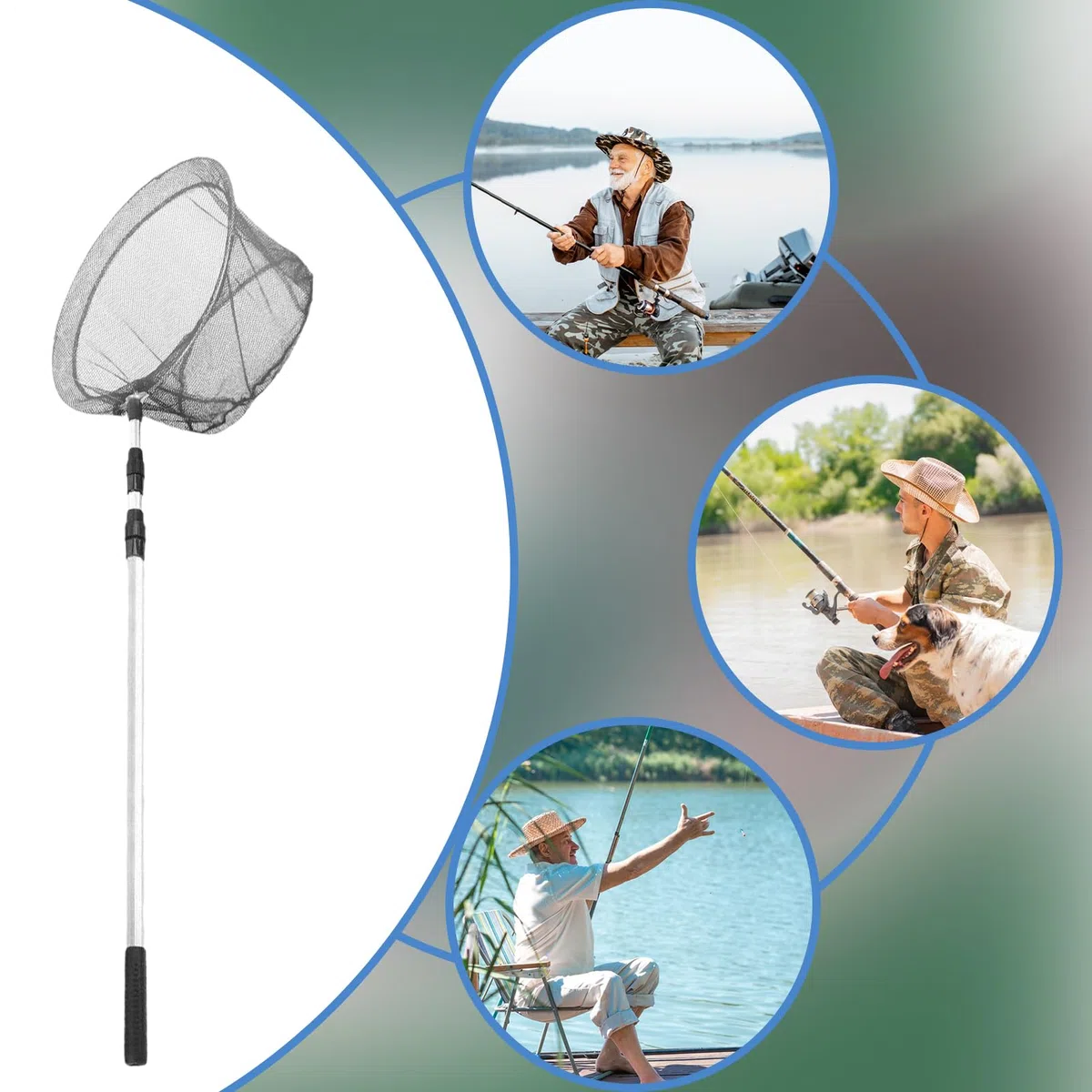 Guadino Lega Di Alluminio Multifunzionale | Manico Telescopico Guadino Da Pesca Per Acqua Salata, Acqua , Trota, Pesce Gatto, Gamberetti, Gamberi Di Fiume, Spiaggia,