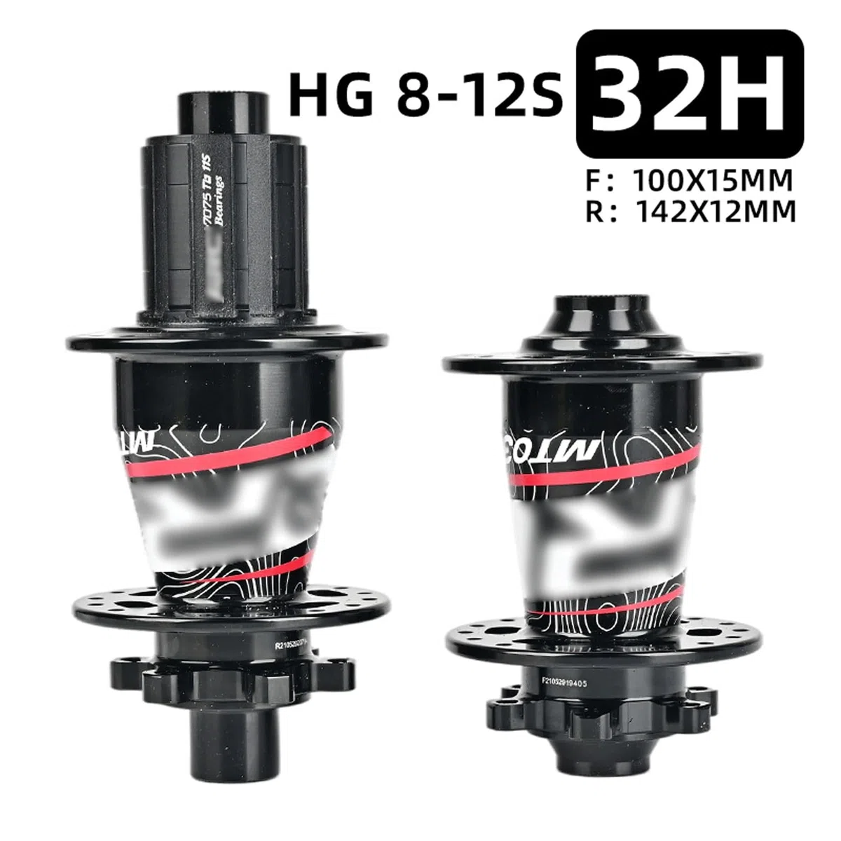 Set di Mozzi Anteriori Posteriori per Mountain Bike 32 Fori 6 Bulloni Mozzo Freno a Disco Sgancio Rapido/Passante Mozzo Alxe HG/XD/MS(Black Ta,MS)