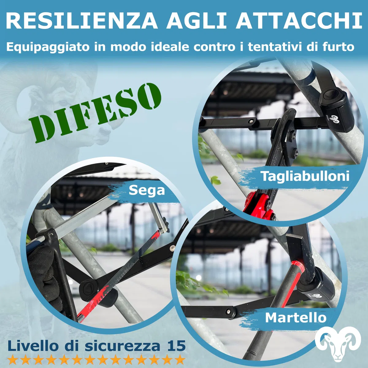 WIDDER Antifurto pieghevole per bici molto sicuro | 120 cm | con 4 chiavi | Lucchetto pieghevole per bicicletta con staffa | ideale come antifurto per e-bike, e-scooter, bici | Bike Lock