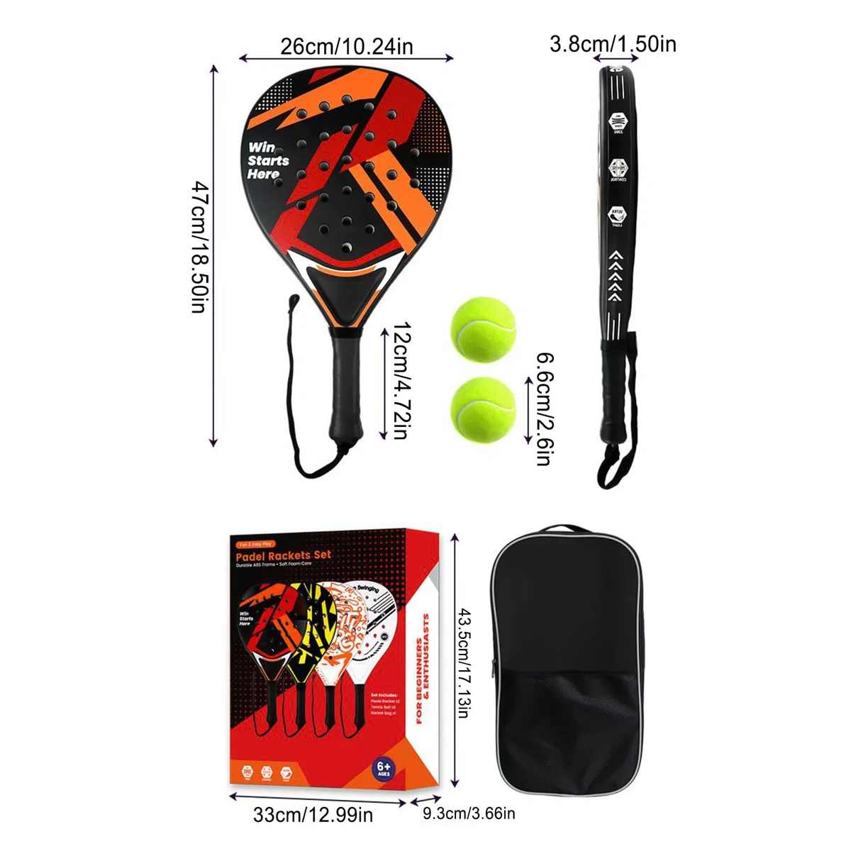 Set da Tennis Attrezzature Sportive Leggero e Antiscivolo | Set di racchette da tennis per uomo, donna, giovane atleti, sport spiaggia, all'aperto, al coperto e in giardino