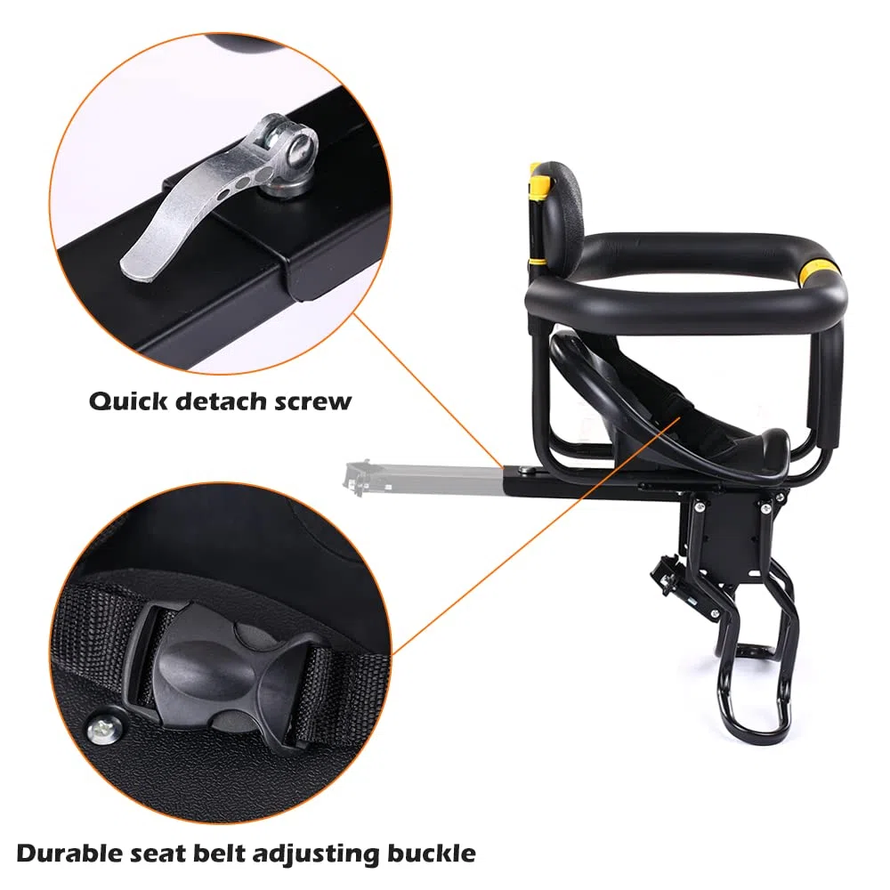 Gecheer Seggiolino per Bici per Bambini, Seggiolino per Bici da Montaggio per Bambini, Sedile Anteriore per Bambini, Adatto per Bambini da 8 Mesi a 7 Anni Sotto i 25 kg