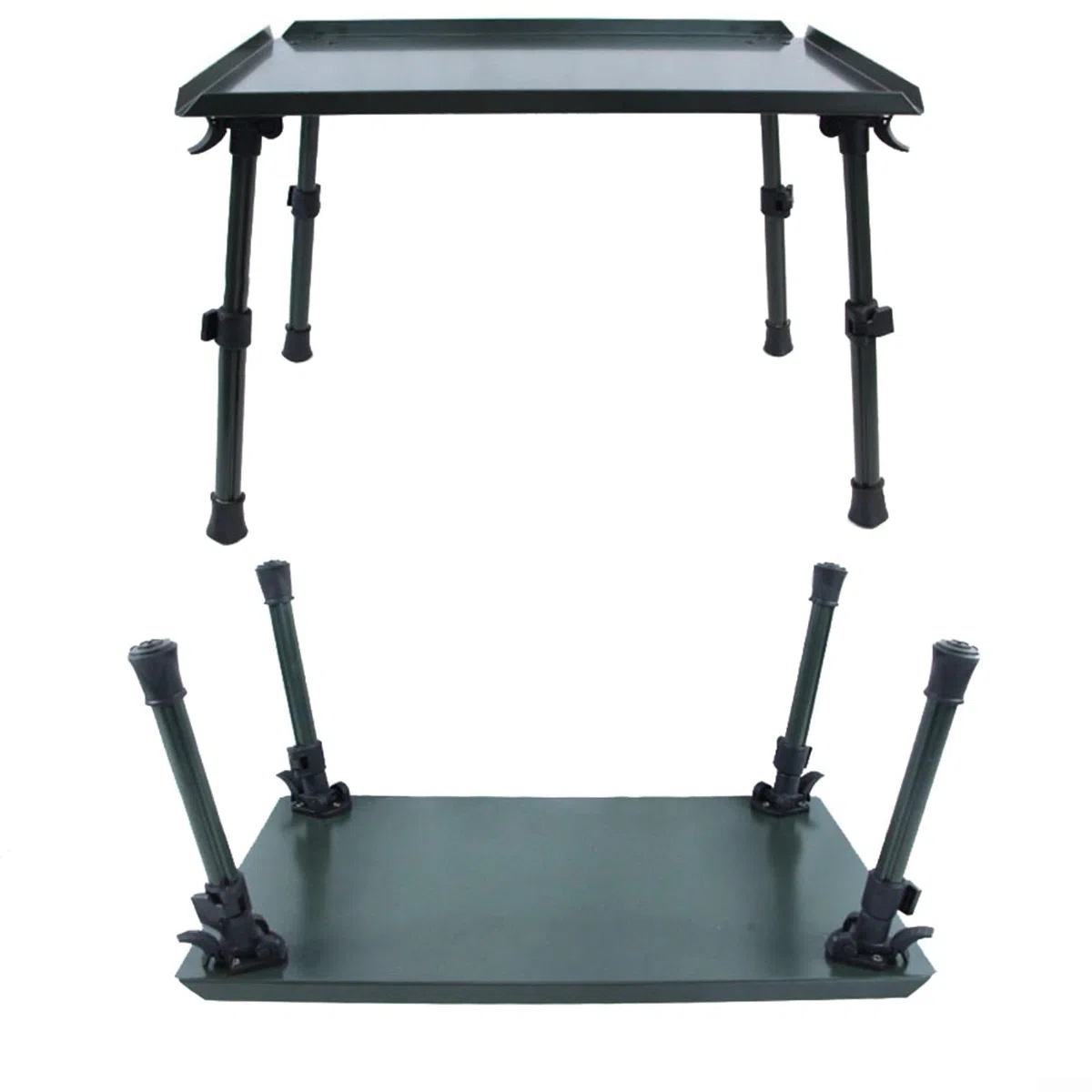 Tavolo da pesca alla carpa con gambe regolabili in alluminio, pieghevole in plastica verde, per scrivania da campeggio per pescatori all'aperto, tavolino portatile da tenda 475 x 31 cm (verde