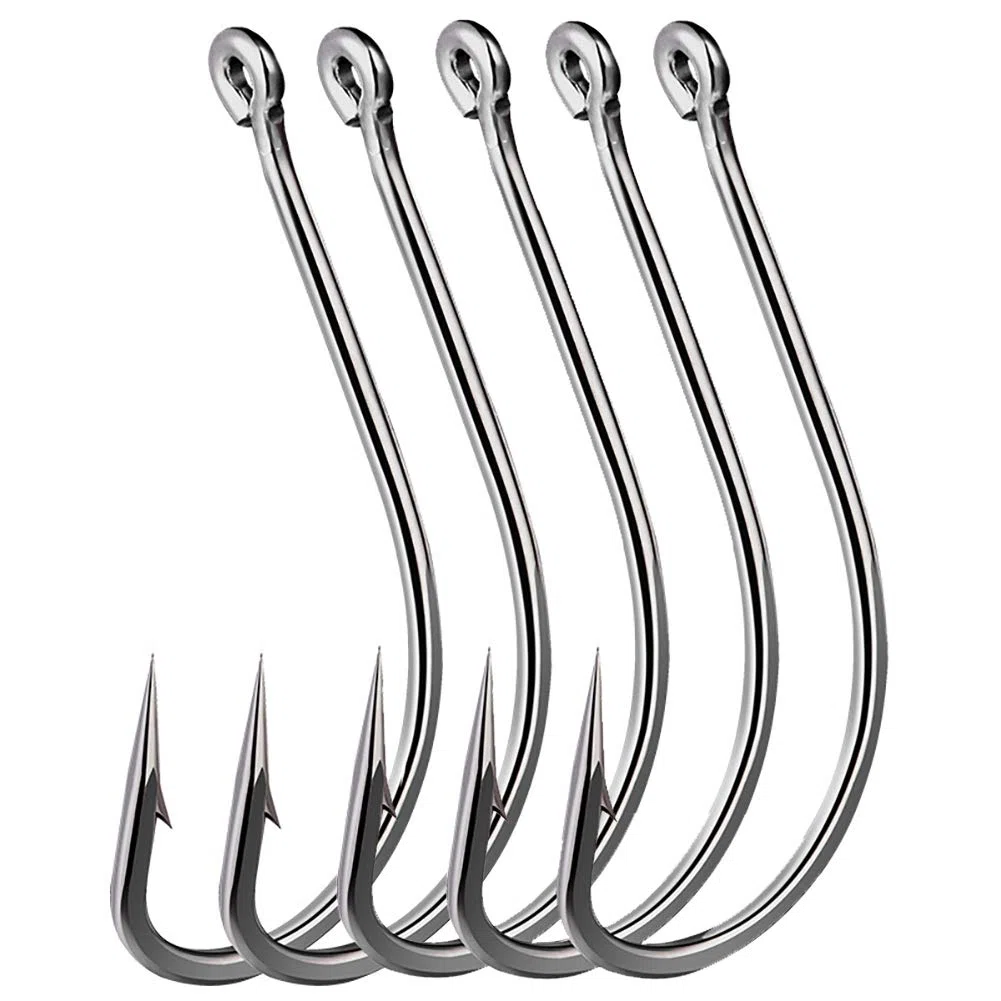 Dyxssm 150 pz/lotto Forgiato Lungo Gambo Ami Da Pesca In Acciaio Inox Gancio Da Pesca per Acqua Dolce Salata, Cerchio Octopus Ami Da Pesca